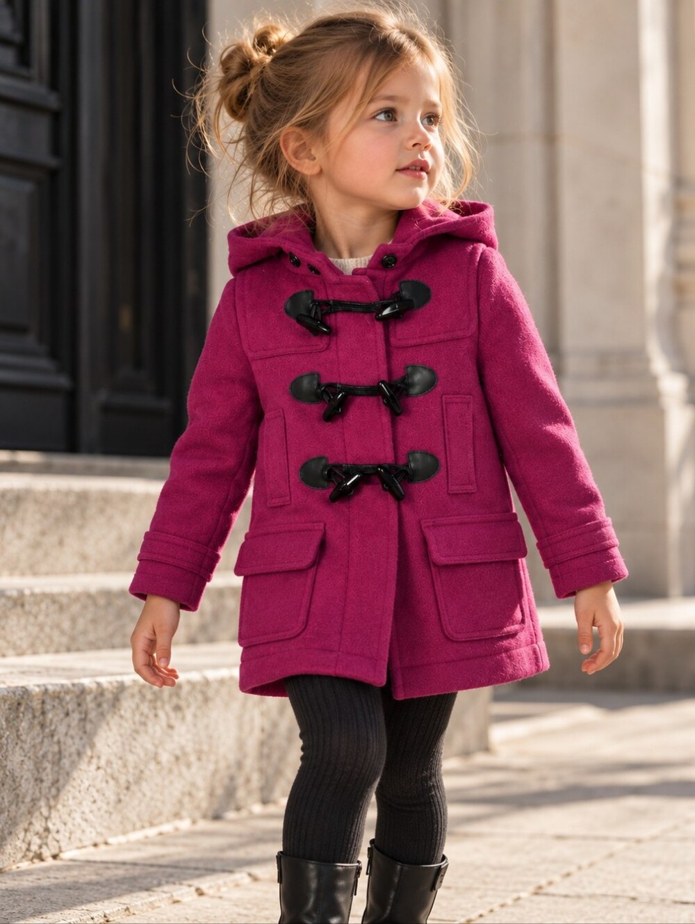 Authentic Burberry Children Girls Pink Wool Cashmere Duffle Coat Nova Check 3Y